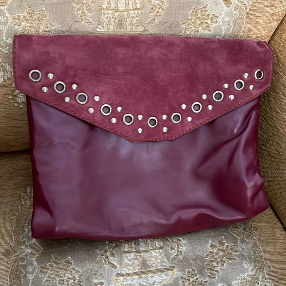 MAUD FRIZON PARIS LEATHER & SUEDE CLUTCH STUDDED BAG‎